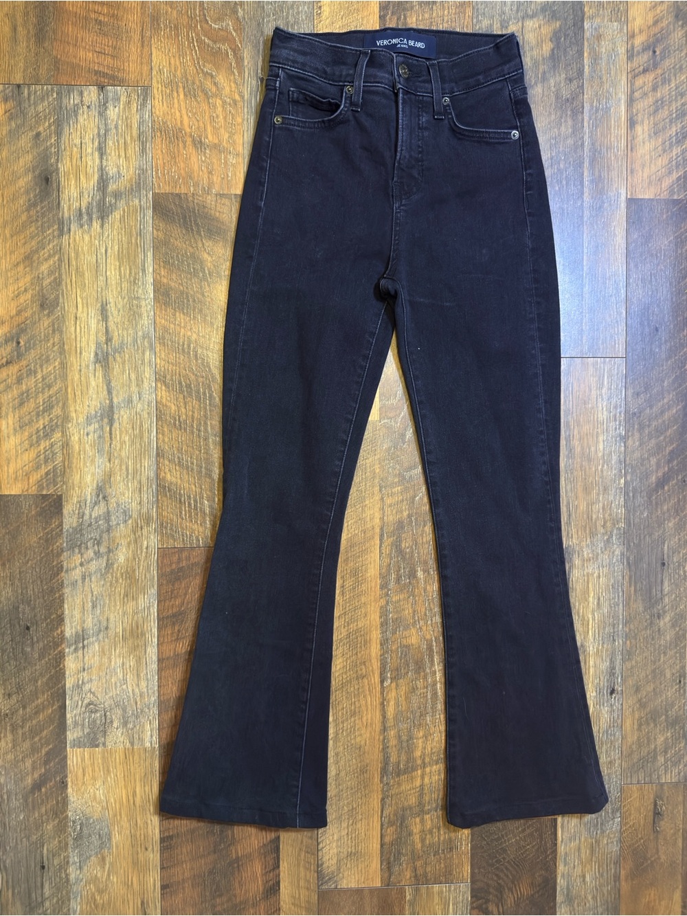 Veronica Beard Beverly High-Rise Skinny Flare Jean washed Onyx size 23